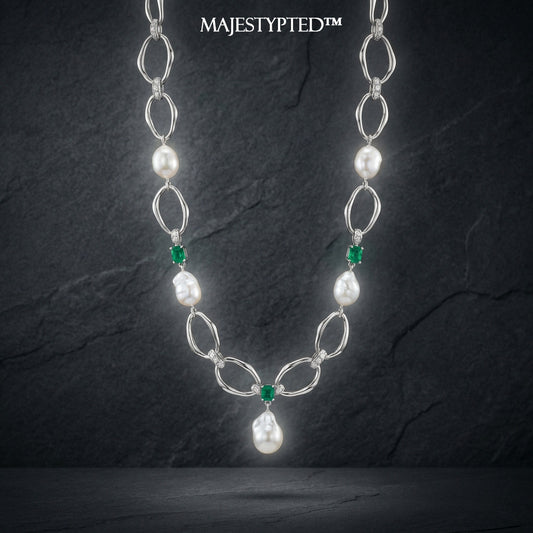 Majestypted™ Verdant Pearl Cascade Necklace