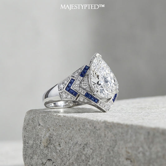 Majestypted™ Sapphire & Diamond Tear Drop Ring